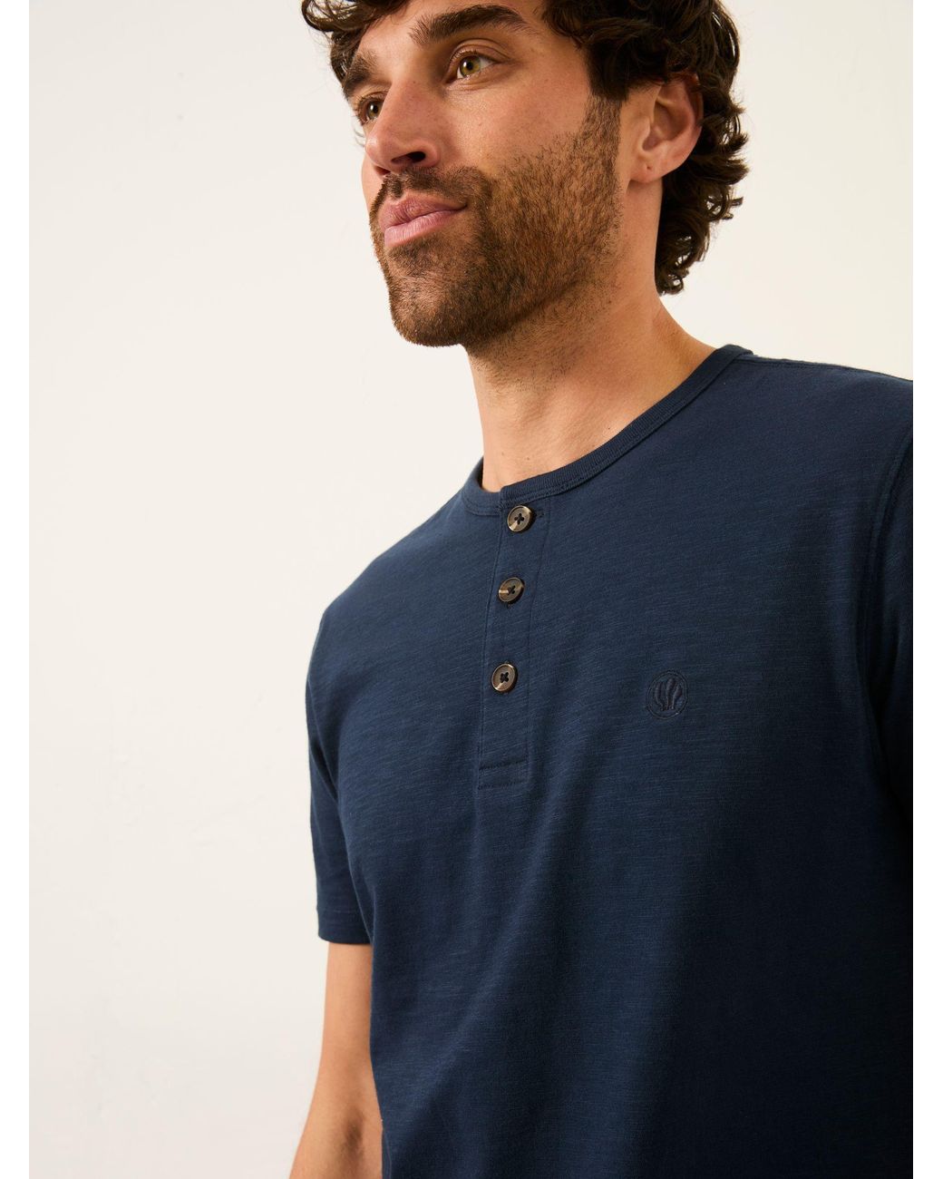 FatFace Blue Woodside Henley T-Shirt for men