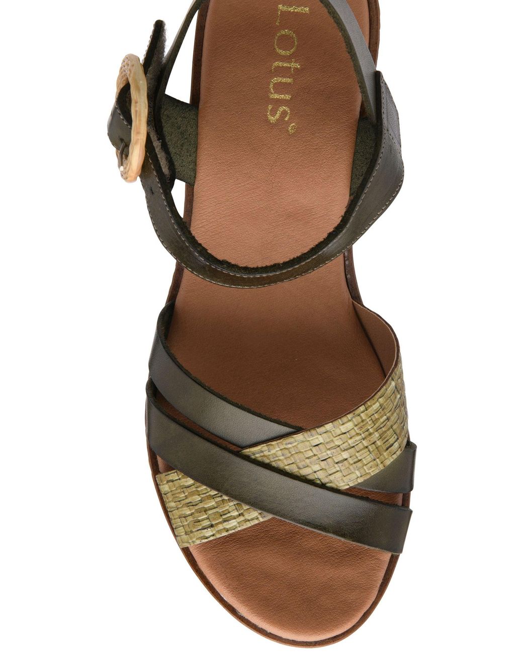 Lotus Brown Leather Wedge Sandals