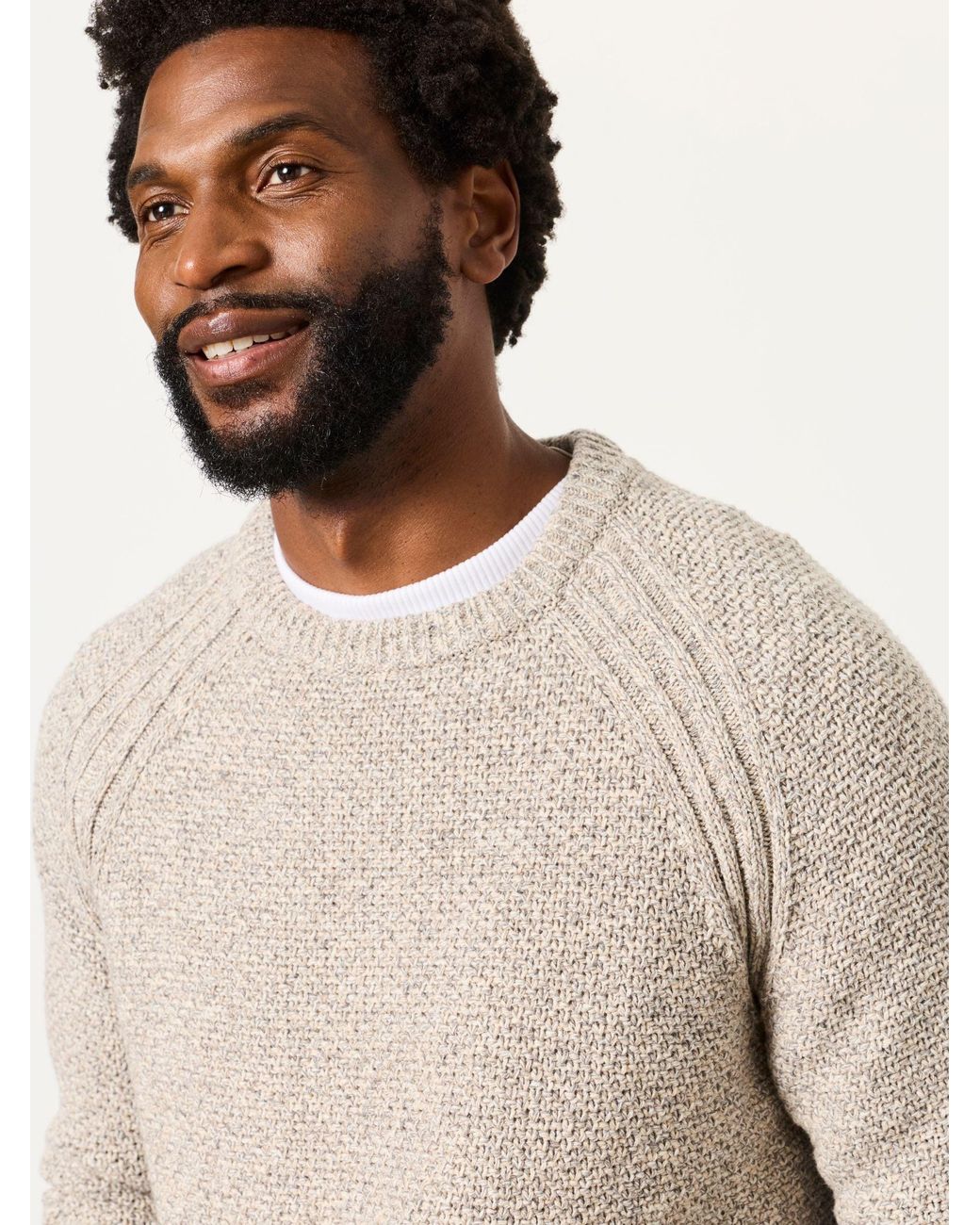 FatFace Natural Penton Crew Neck Jumper for men