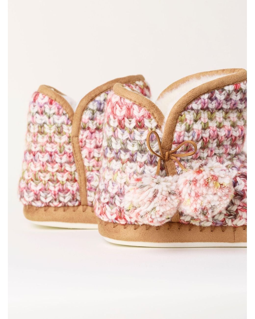 FatFace Pink Fatface Sara Multi Knit Slipper Boots