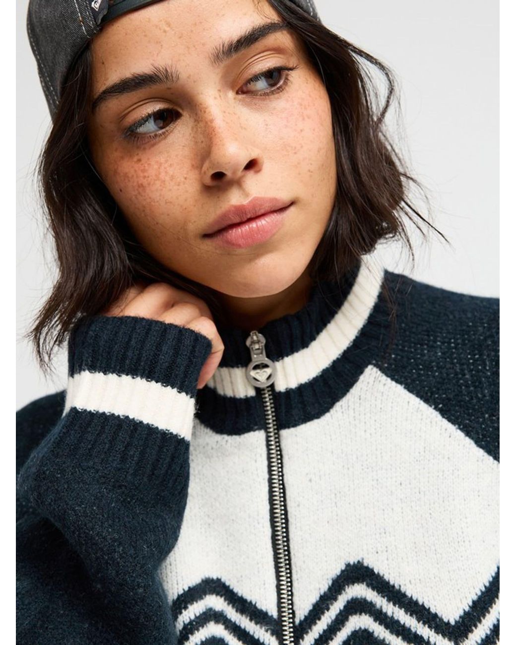 Roxy Blue Under North Mock Neck Cardigan