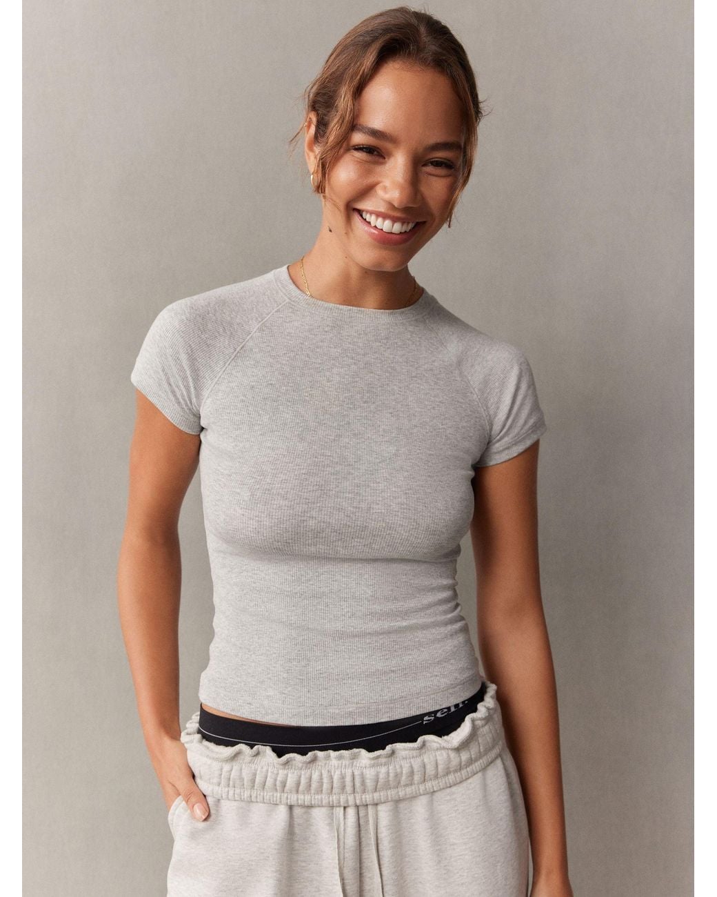 Self White Fitted Rib T-Shirt