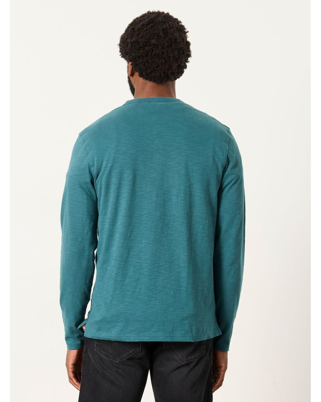 FatFace Blue Woodside Long Sleeve Henley Top for men