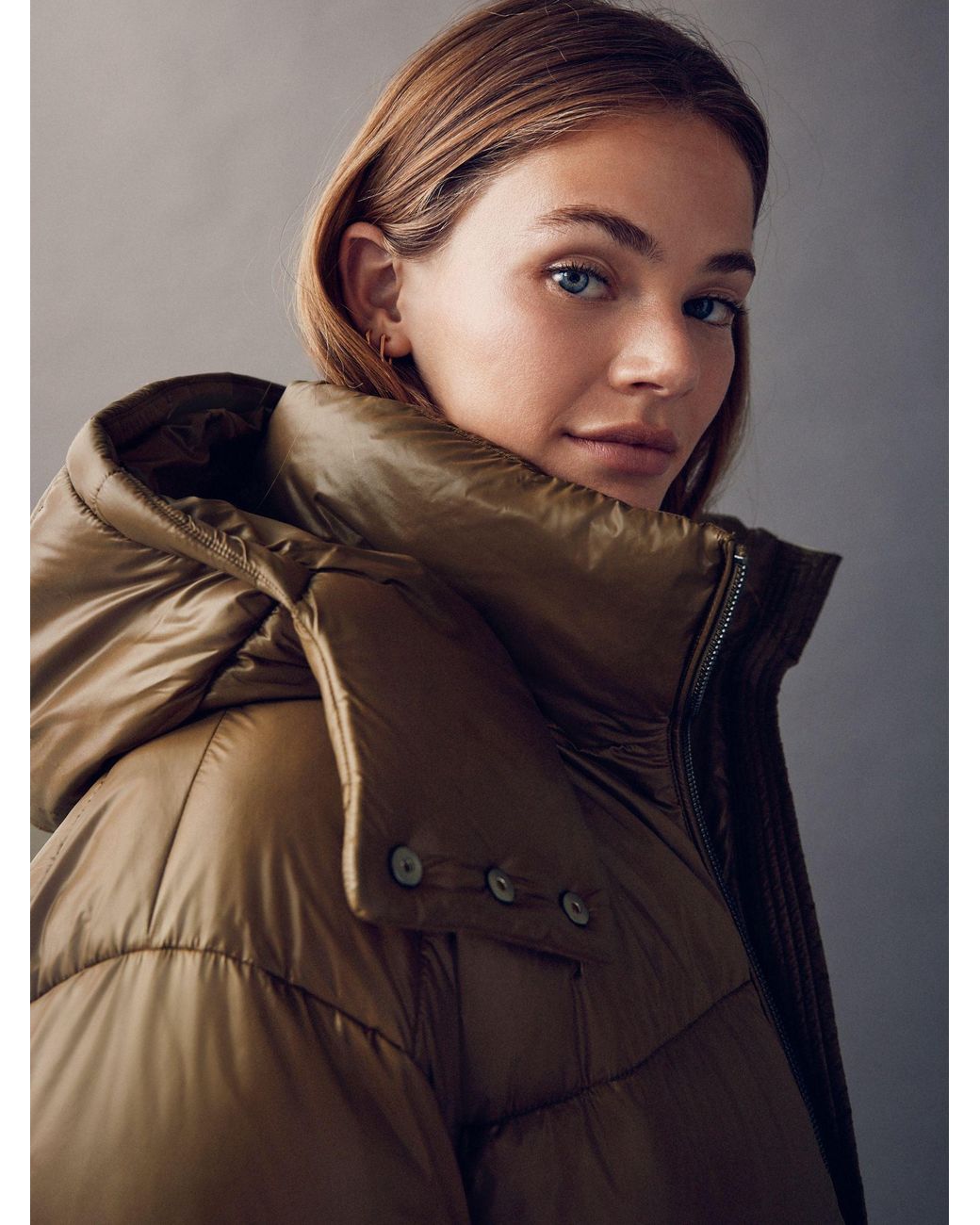 Next Brown High Shine Padded Coat