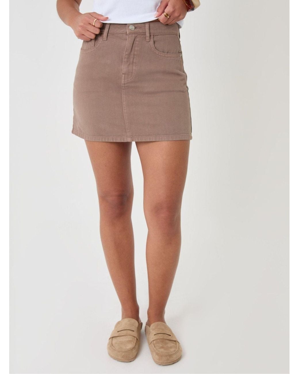 Threadbare White Denim Mini Skirt