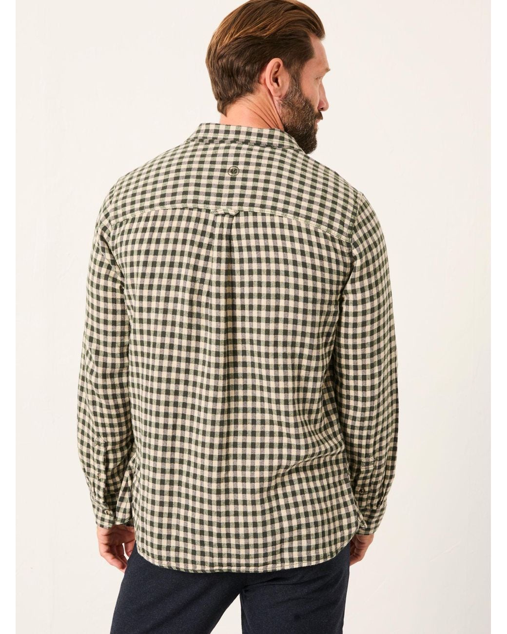 FatFace Natural Fatface Long Sleeve Herringbone Check Shirt for men