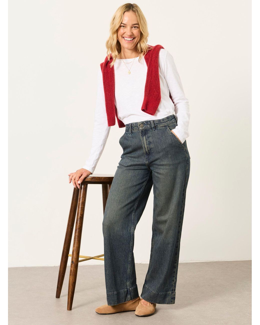 FatFace Blue Hove Wide Leg Jeans