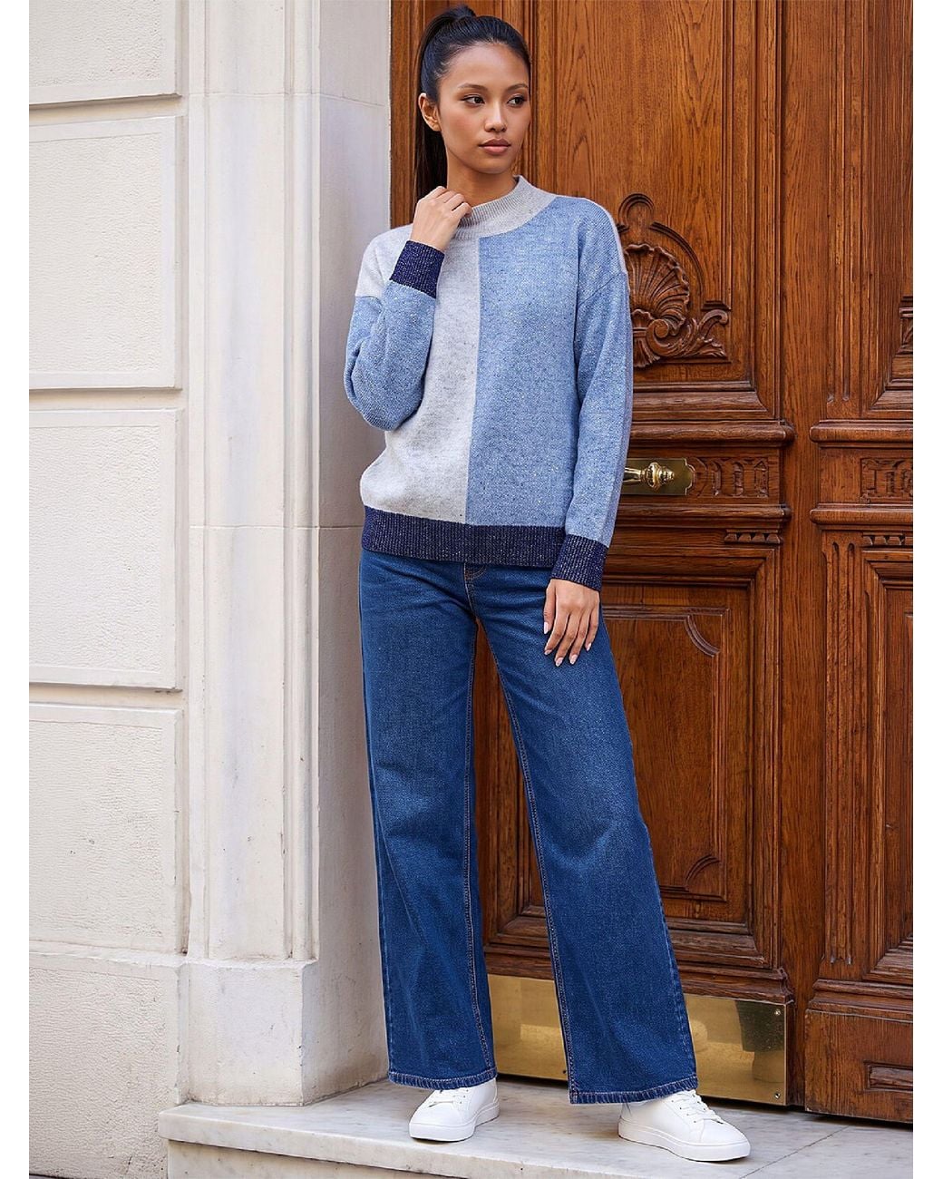 Roman Blue Petite Sequin Jumper
