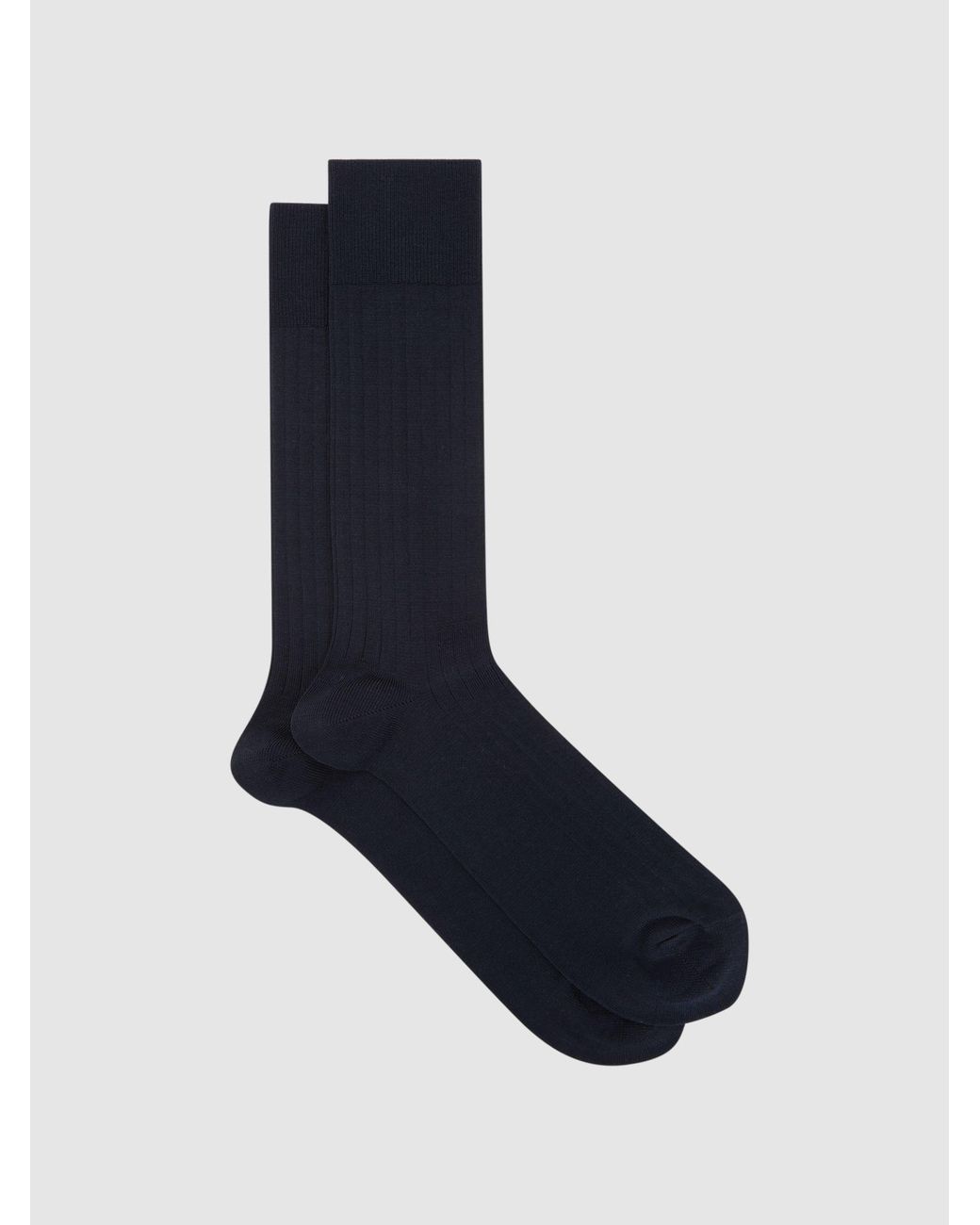 Reiss Blue Fela - Navy Mercerised Cotton-blend Ribbed Socks, S/m for men