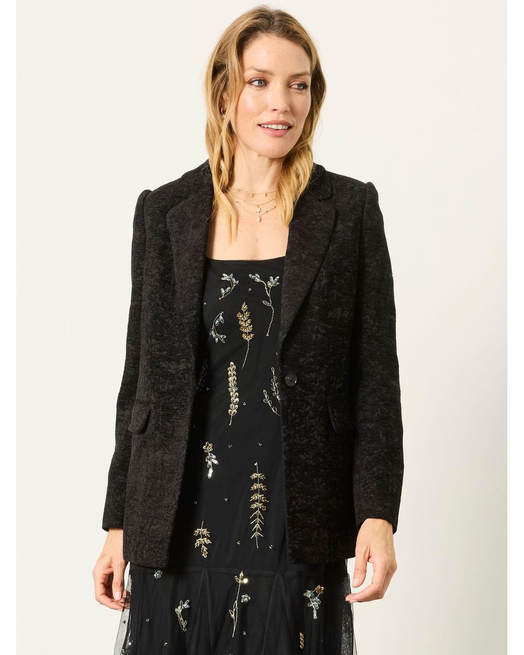 FatFace Brown Lily Jacquard Blazer