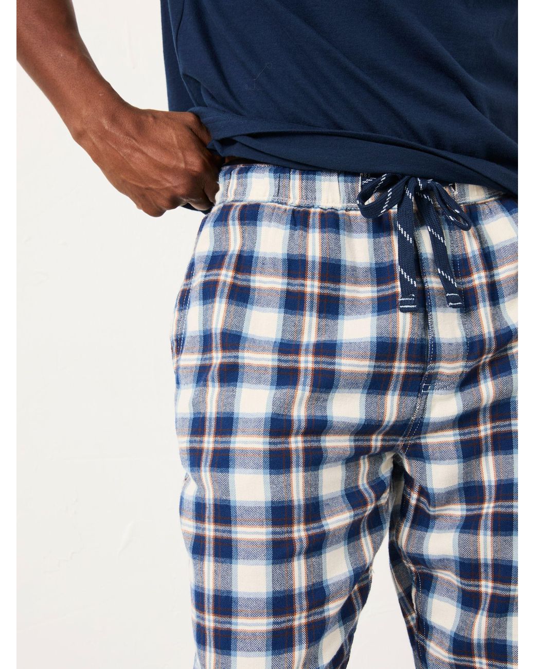 FatFace Blue Boray Check Pyjama Bottoms for men