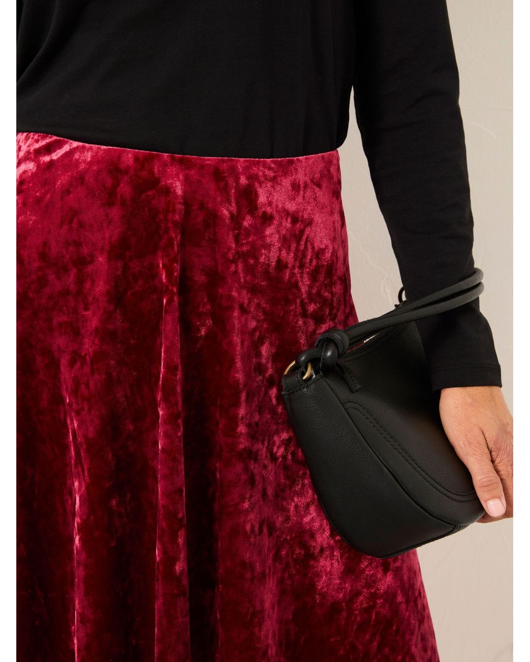 FatFace Red Fatface Jess Velvet Skirt