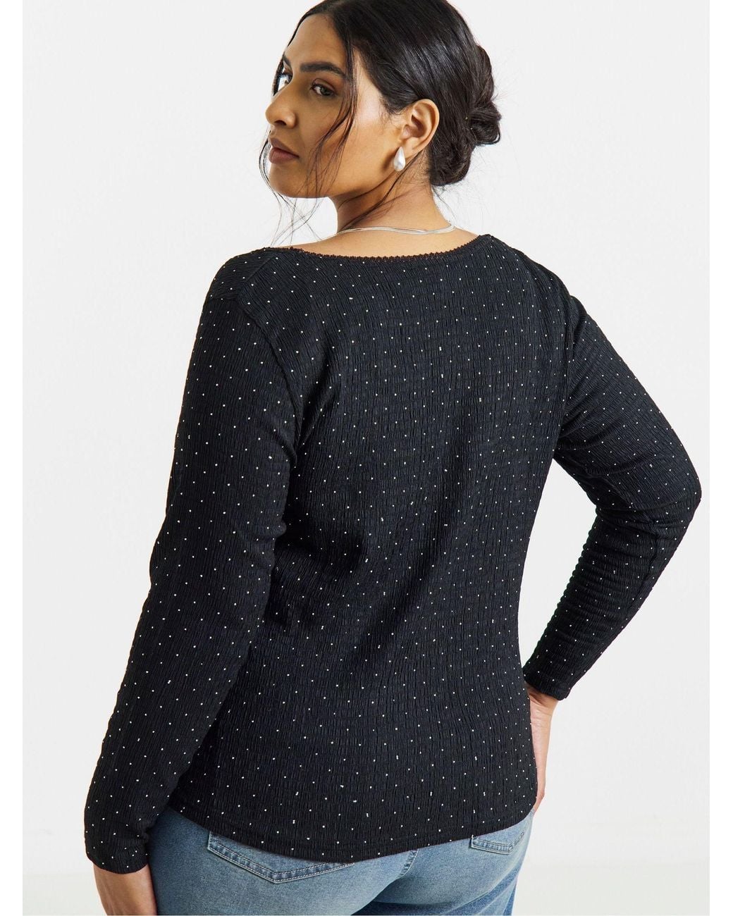 Simply Be Black Hot Fix Square Neck Top