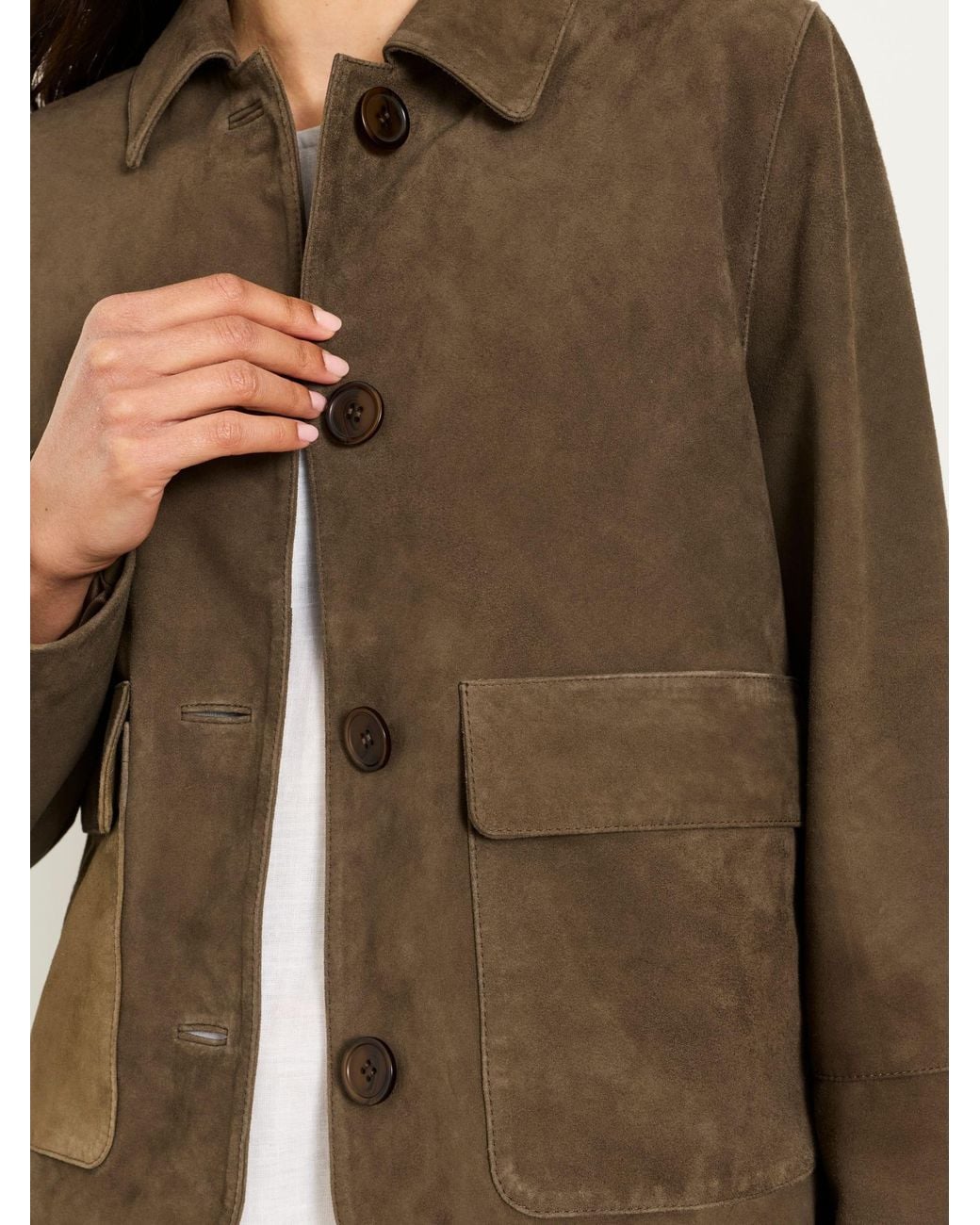 FatFace Brown Eliza Petite Petite Suede Jacket