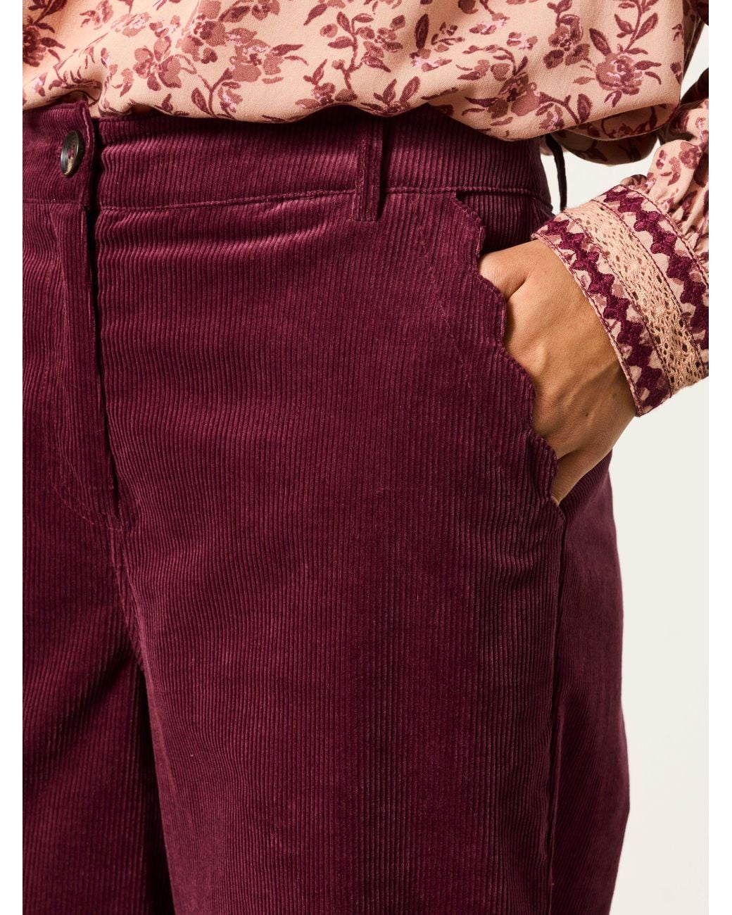 FatFace Red Hove Wide Leg Cord Trousers
