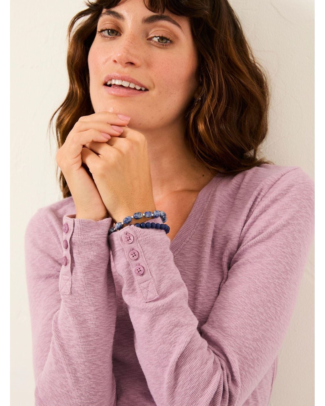 FatFace Pink Callie V Neck Top