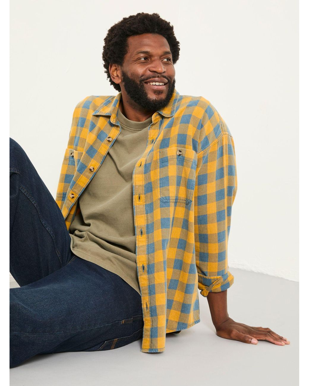 FatFace Green Thursby Long Sleeve Relaxed Fit Gingham Shirt for men