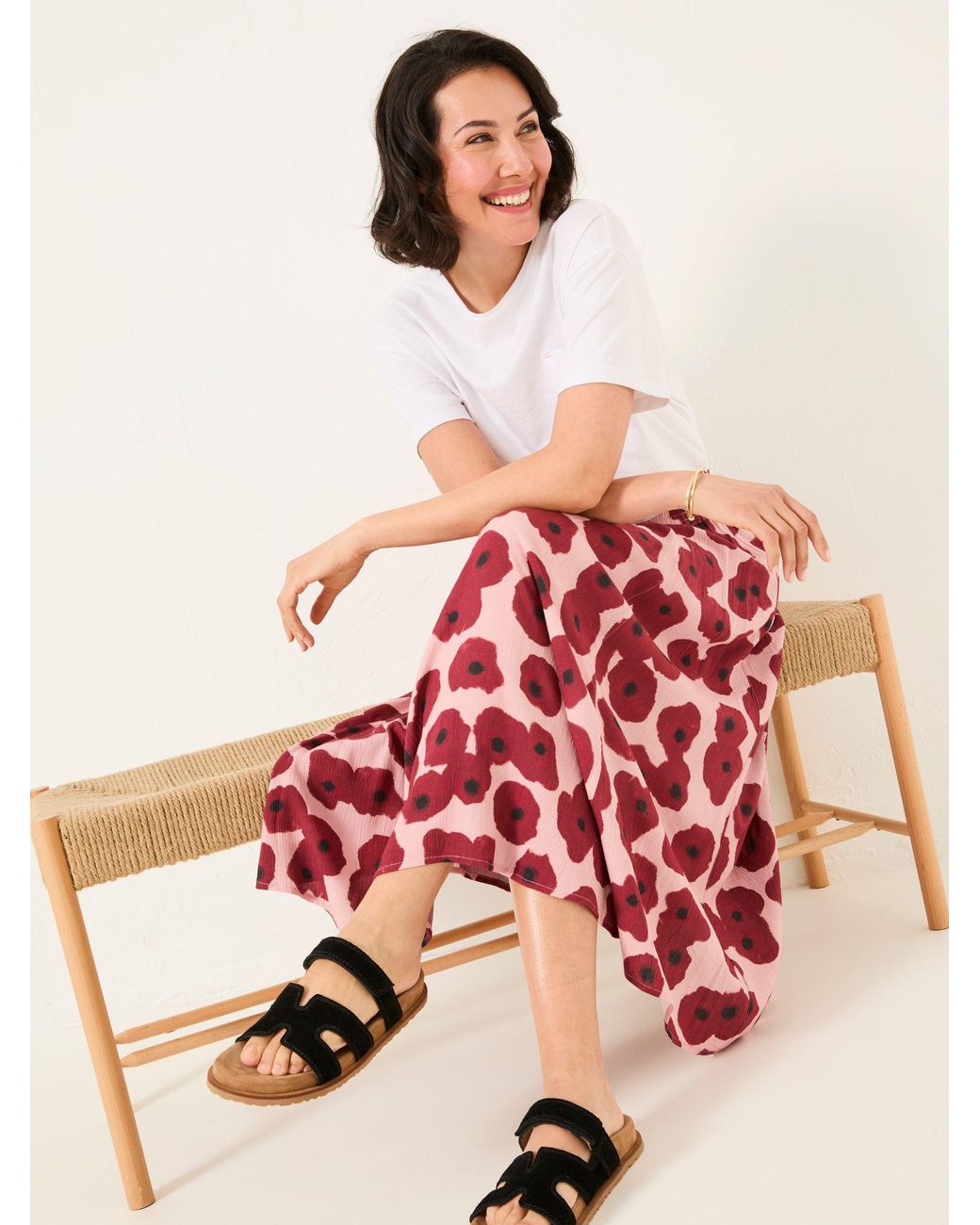 FatFace Red Millie Midi Skirt