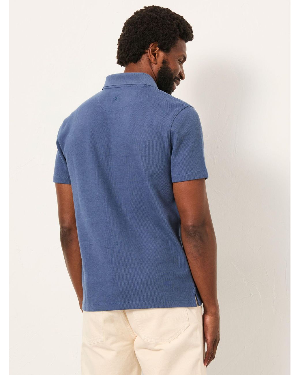 FatFace Blue Short Sleeve Ribbed Polo Ayr for men