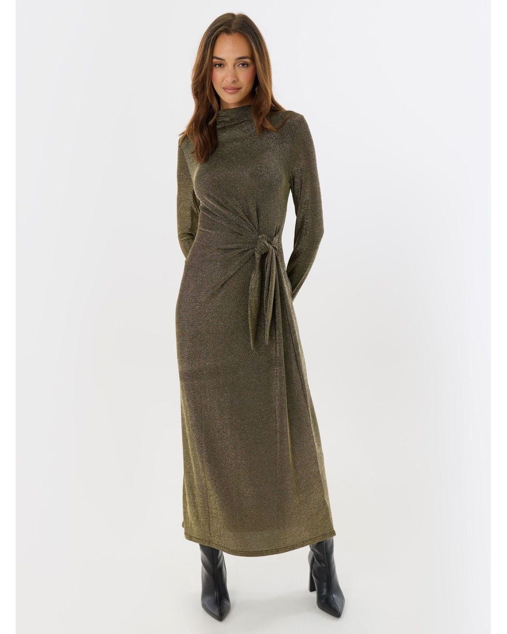 Threadbare Metallic Funnel Neck Midaxi Dress