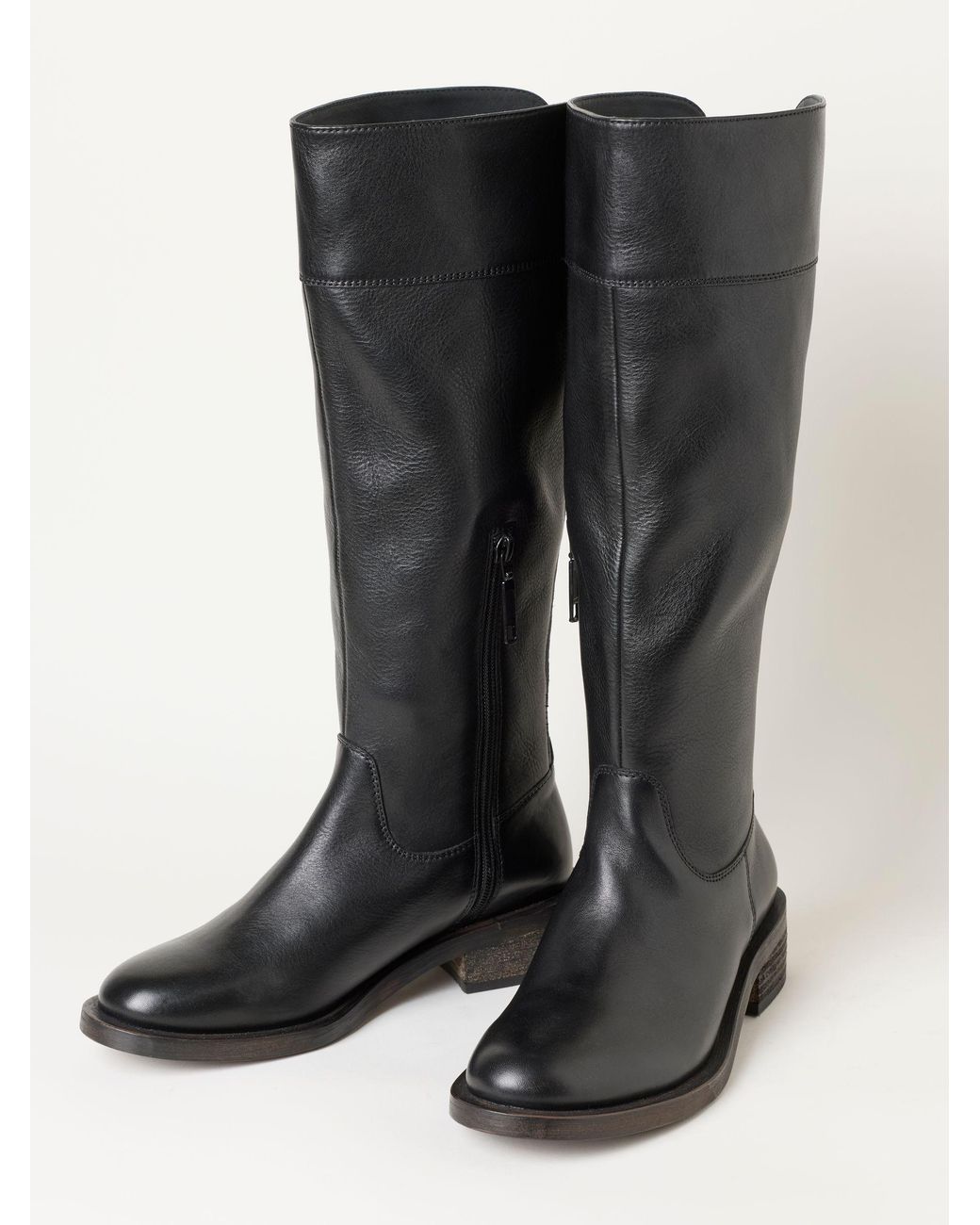 FatFace Black Leather Knee High Riding Boot