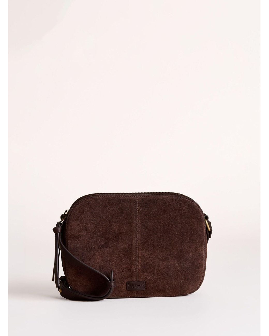 Lakeland Leather Chocolate Scales Suede Camera Bag in Brown | Lyst