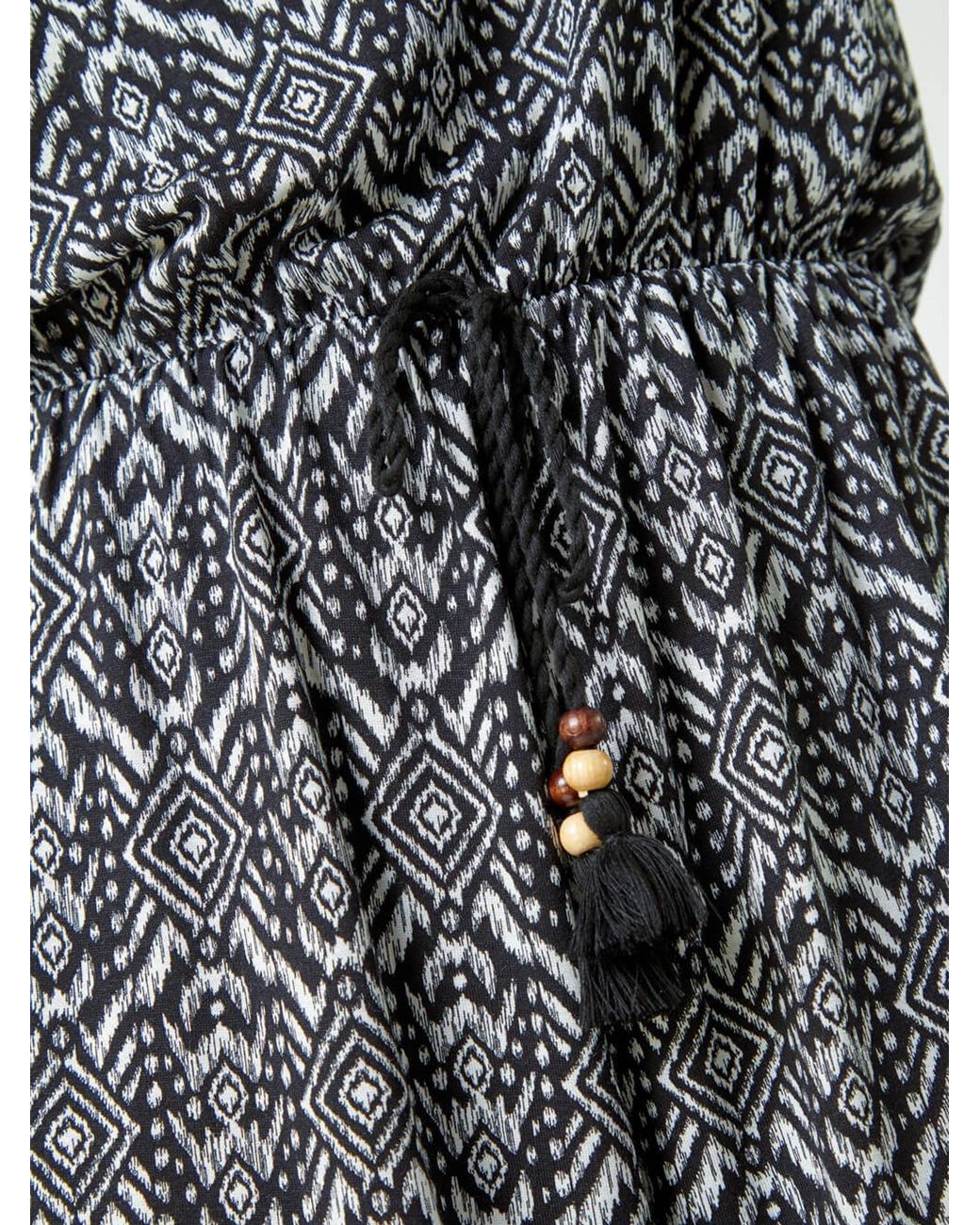 Roman Black Patterned Print Stretch Jersey Playsuit