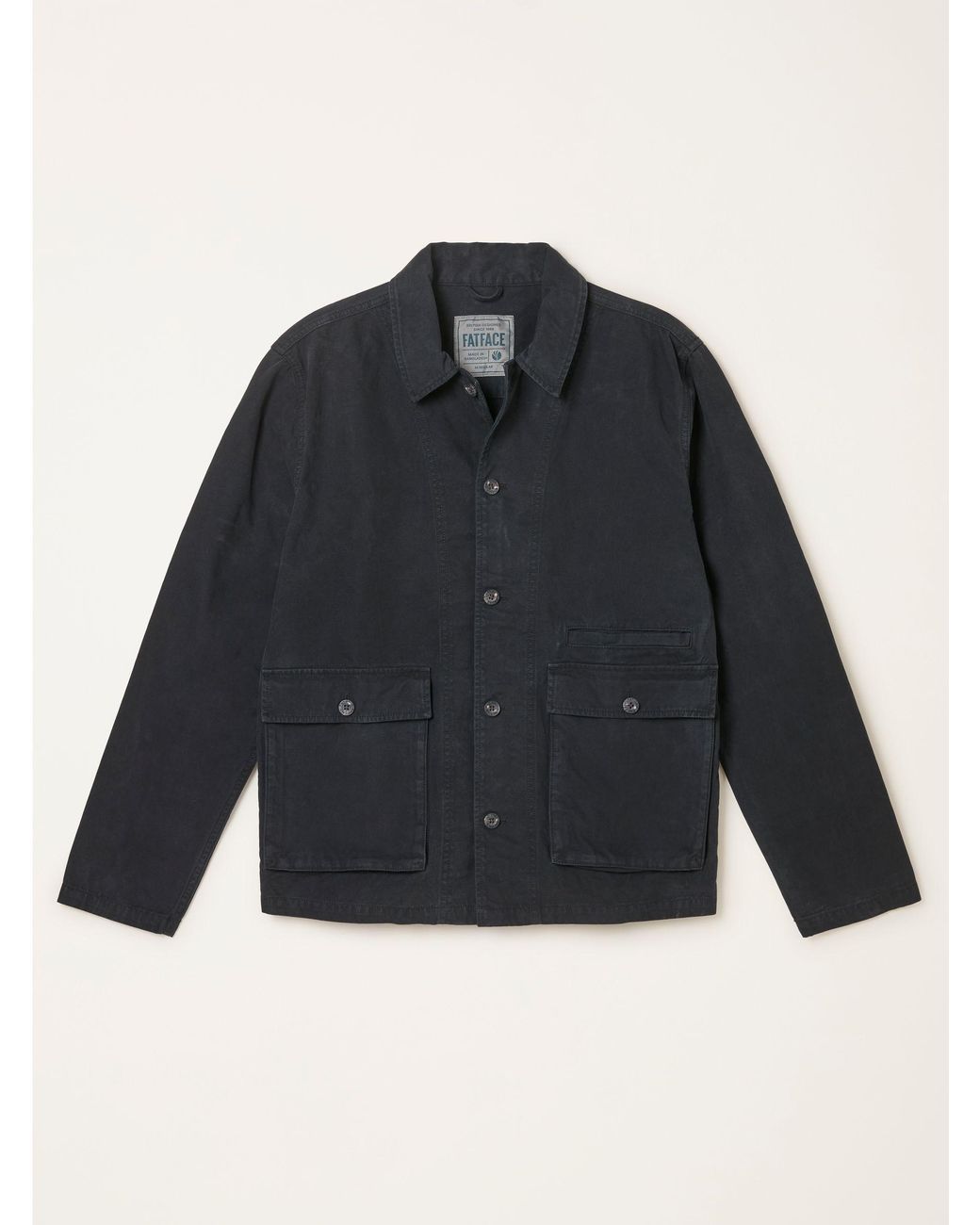 FatFace Black Garment Dye Worker Cotton Jacket for men