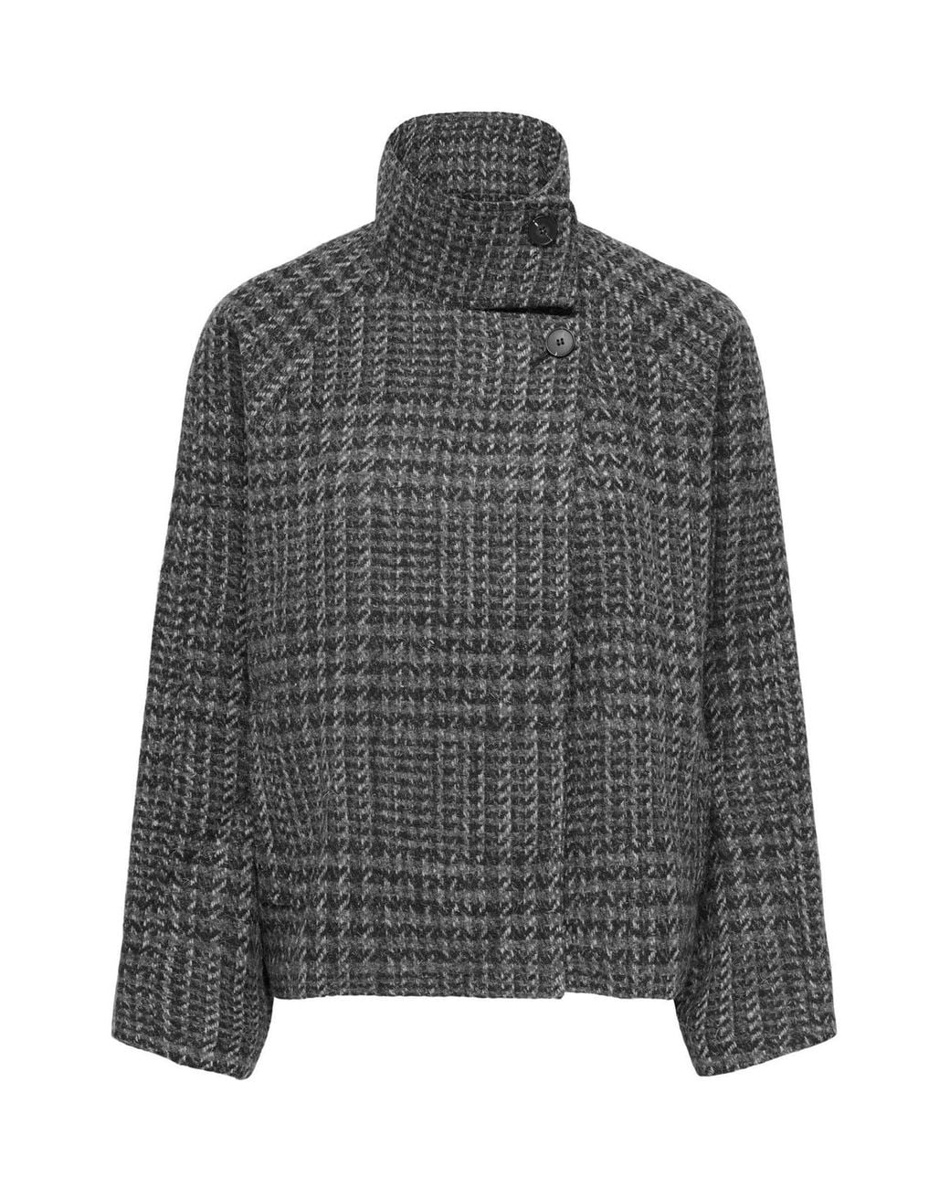 Jdy Gray Check High-Neck Jacket