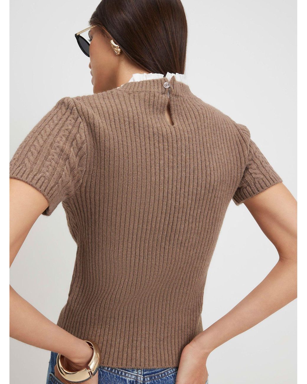 River Island Blue Cable Knit Collared Top