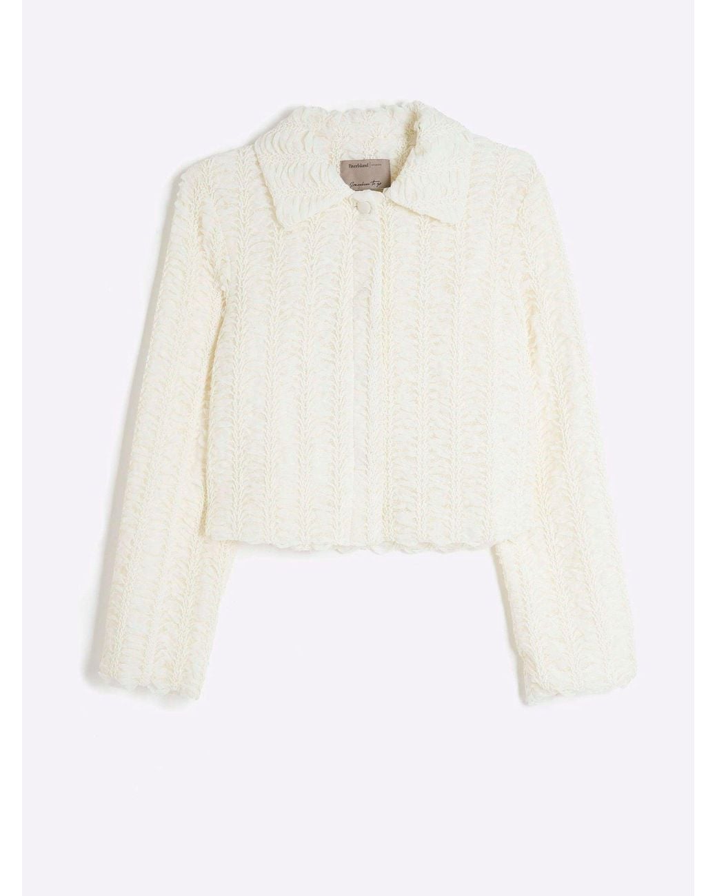 River Island White Textured Collar Jacket