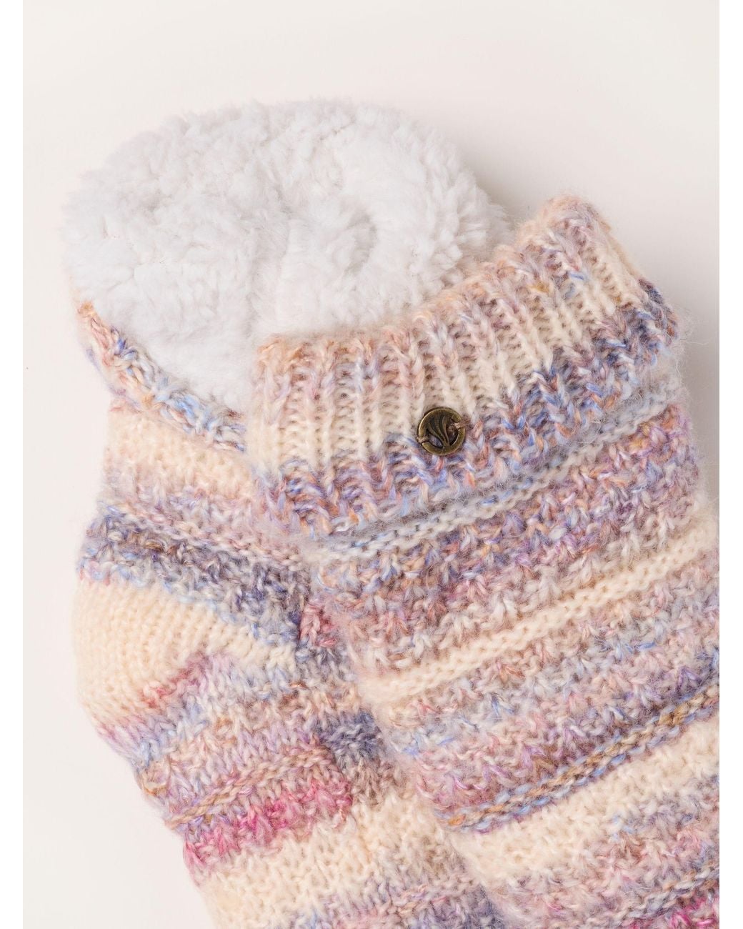 FatFace Pink Fatface Multi Colour Textured Slipper Socks