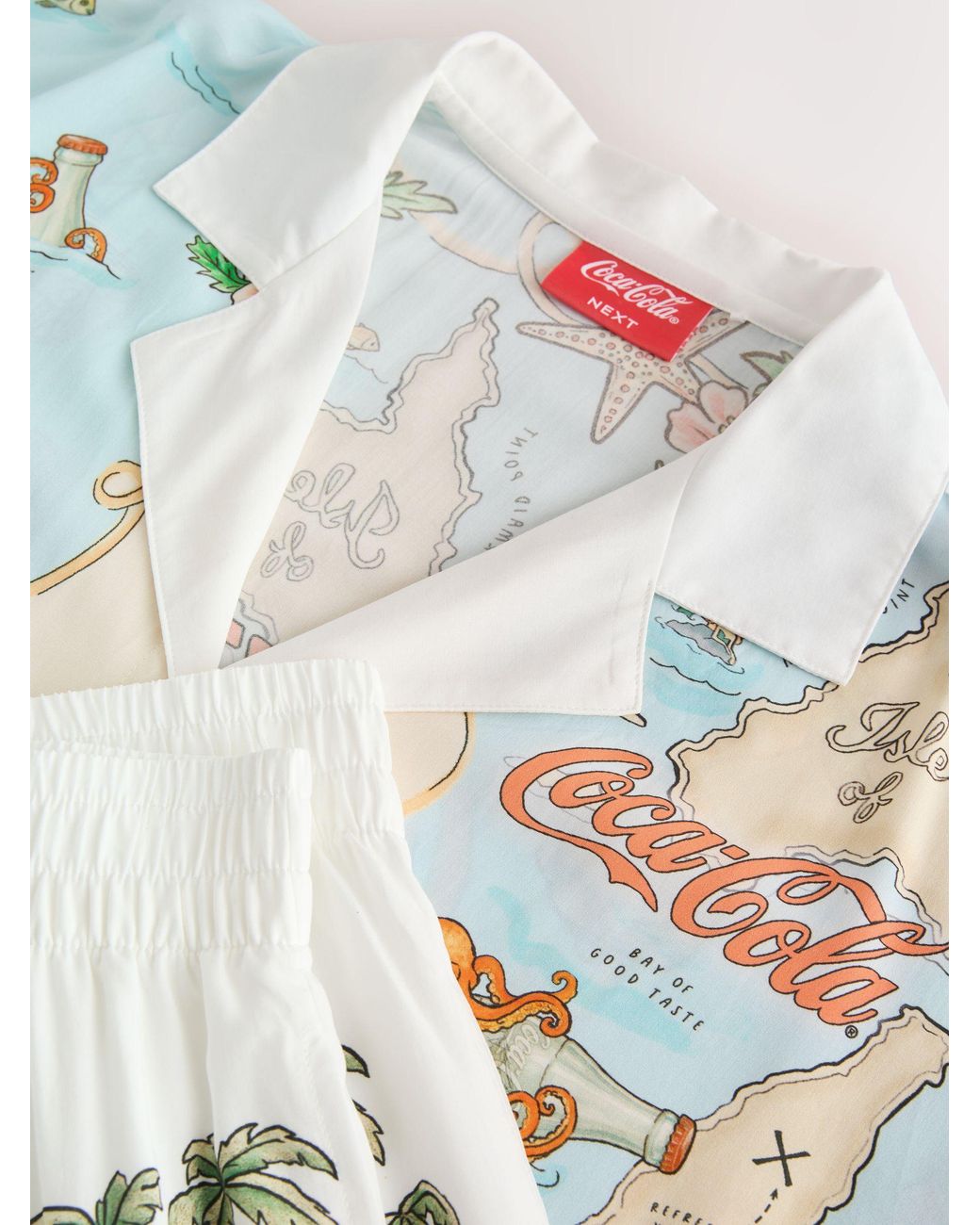 Next White Light Coca Cola Button Through Short Pyjamas Set