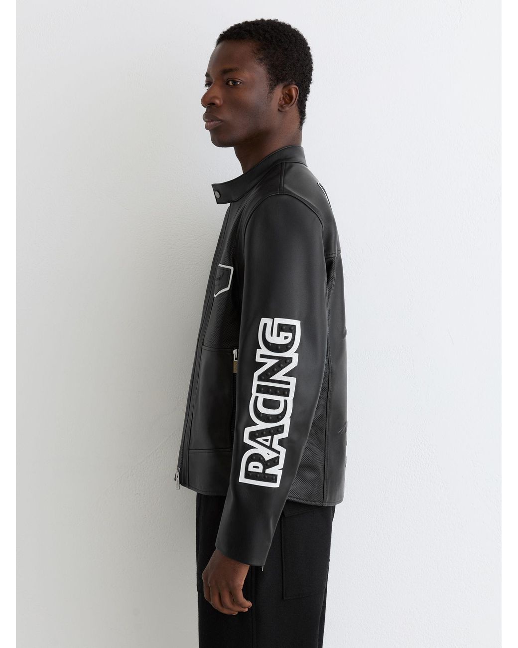 Reiss Black Mclaren Phantom Mclaren F1 Team Las Vegas Biker Jacket for men