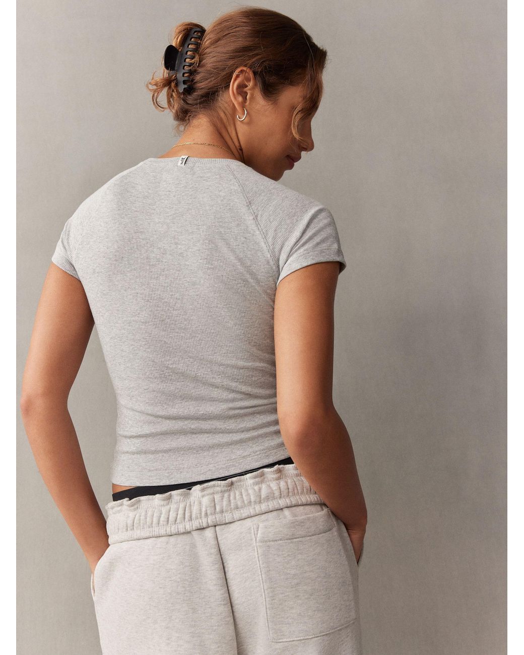 Self White Fitted Rib T-Shirt