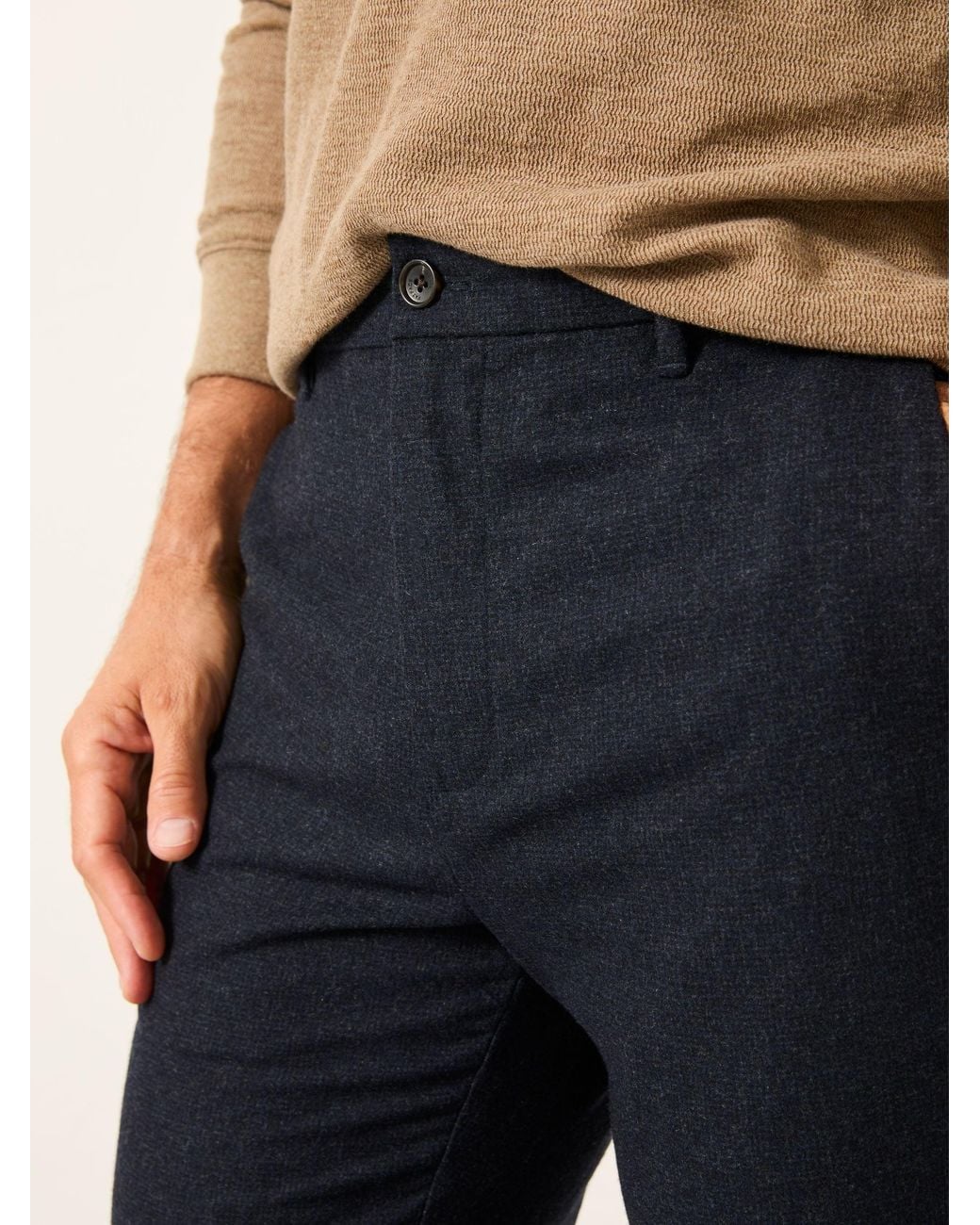FatFace Blue Lyme Tailored Fit Wool Mix Trousers for men