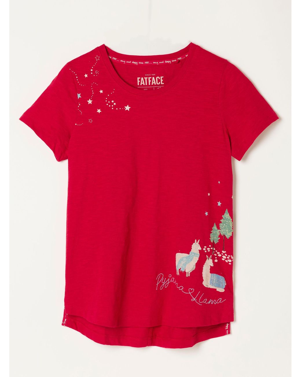 FatFace Red Natalie Llama Christmas Graphic Tee