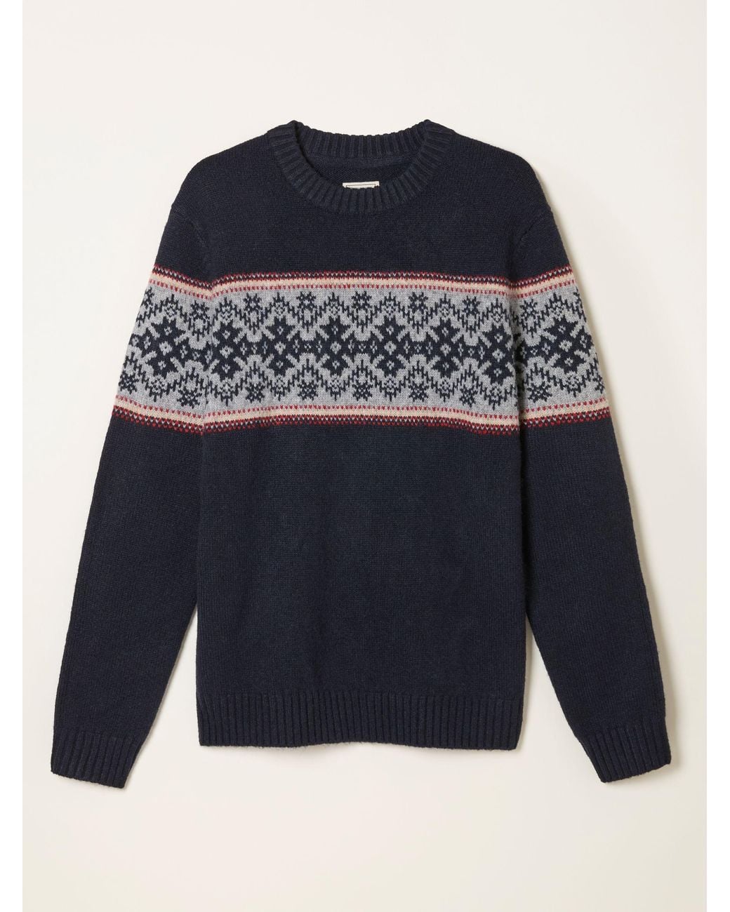 FatFace Black Snowflake Fairisle Knitted Crew Neck Jumper for men