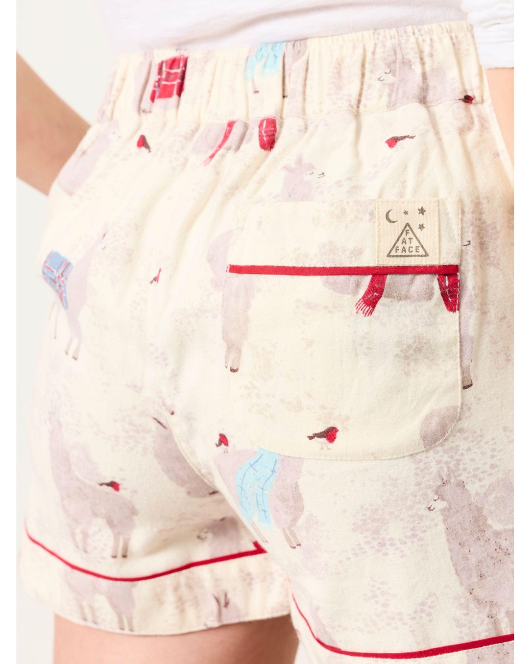FatFace Pink Fatface Classic Ivory Llama Christmas Pyjama Shorts