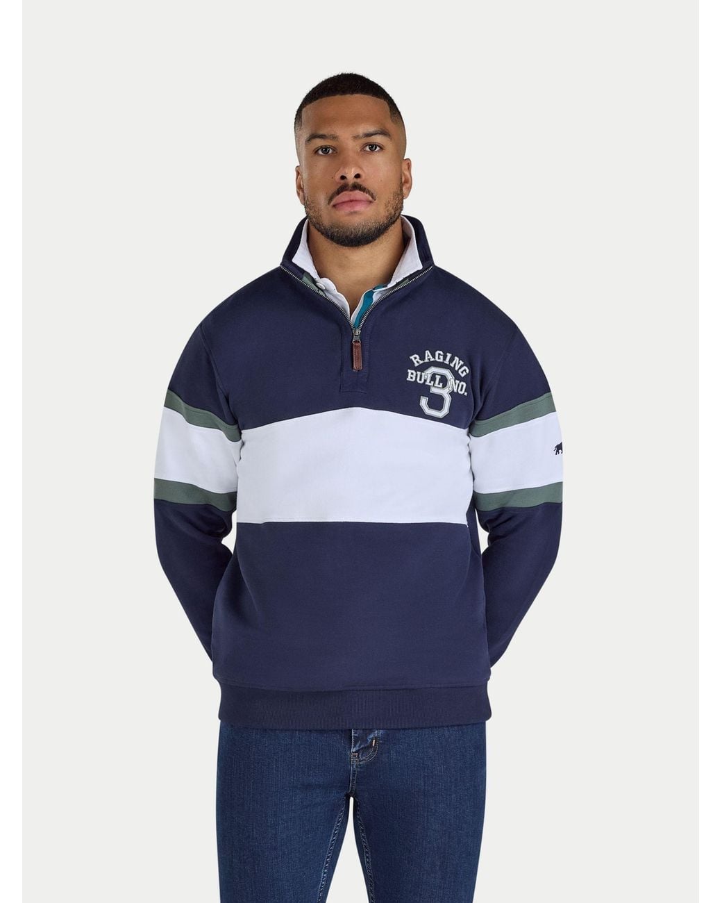 Raging Bull No 3. Quarter Zip Sweat Top in Blue for Men | Lyst