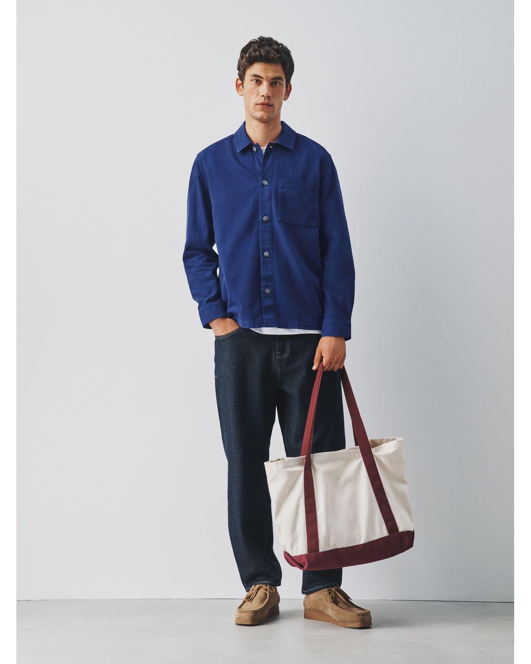 Next Blue Pocket Canvas Shacket for men