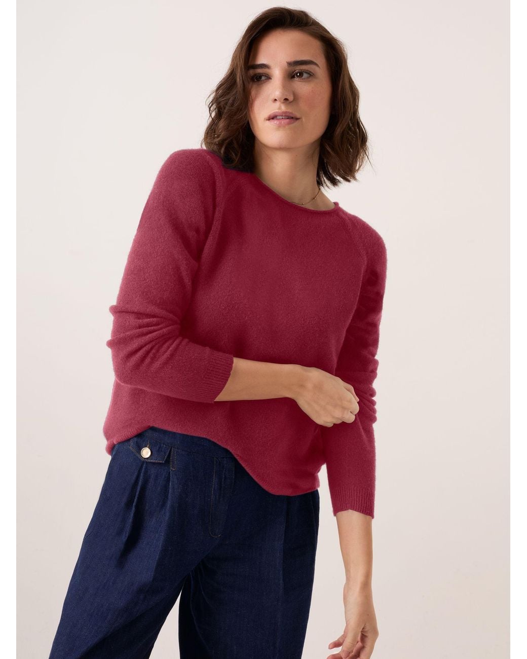 Celtic & Co. Red Studio Roll Edge Crew Neck Jumper