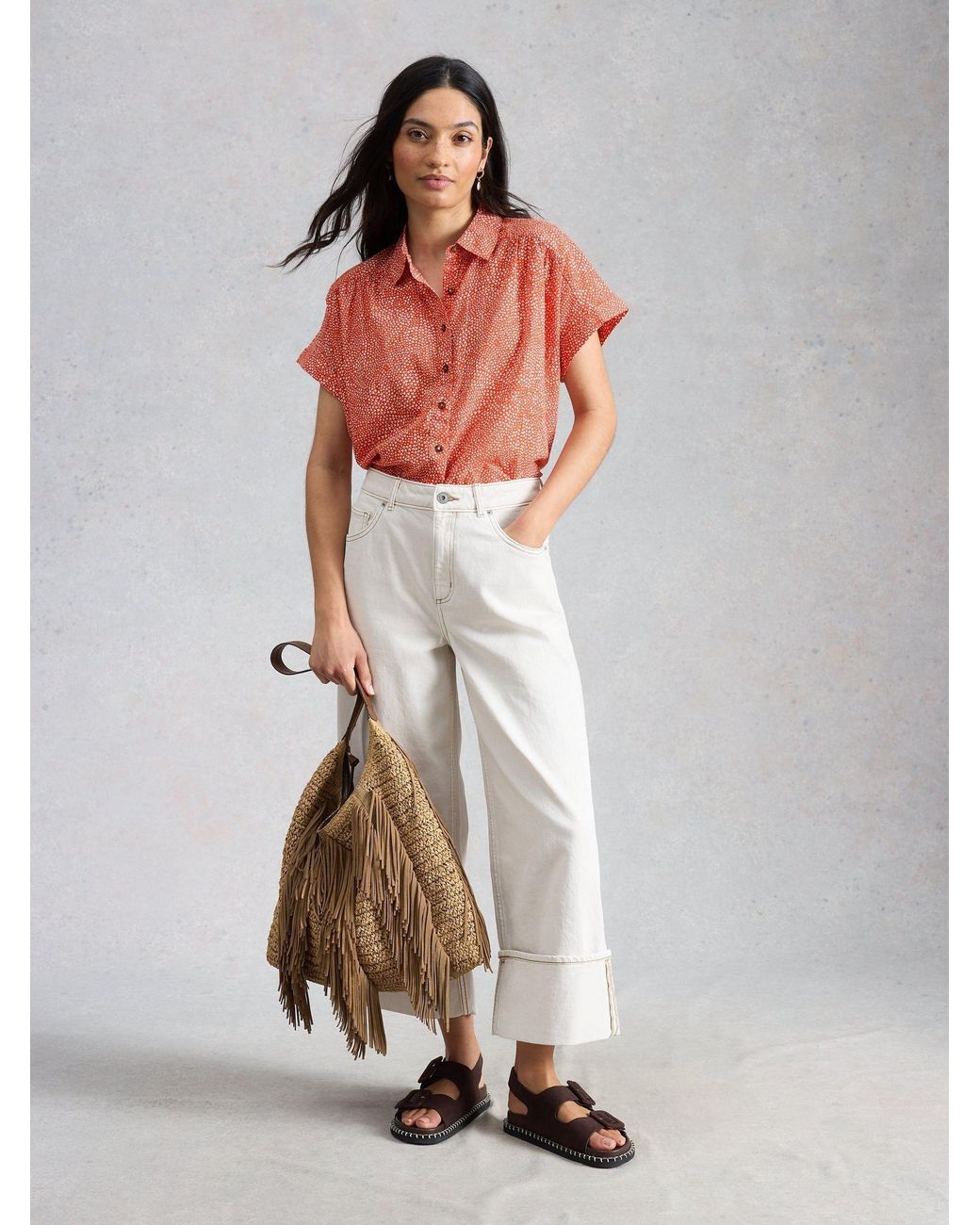 White Stuff Pink Orla Cotton Button Through Shirt