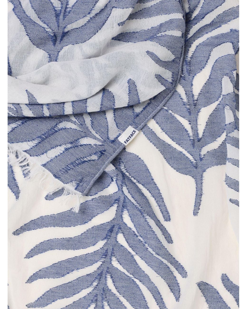 FatFace Blue Leaf Jacquard Scarf