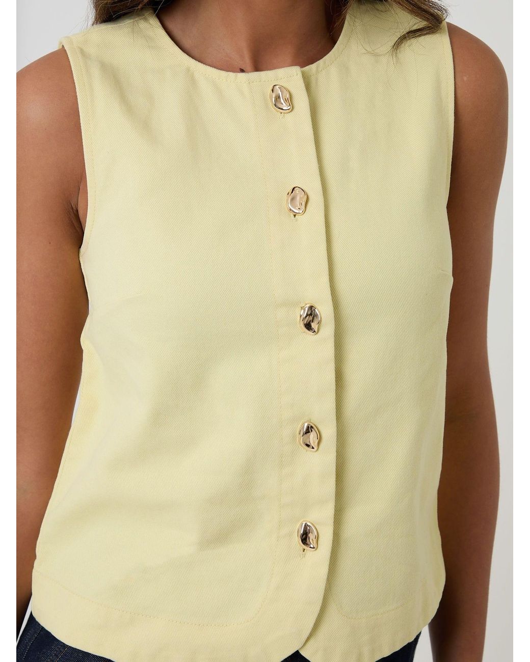 Threadbare Natural Denim Button Up Top