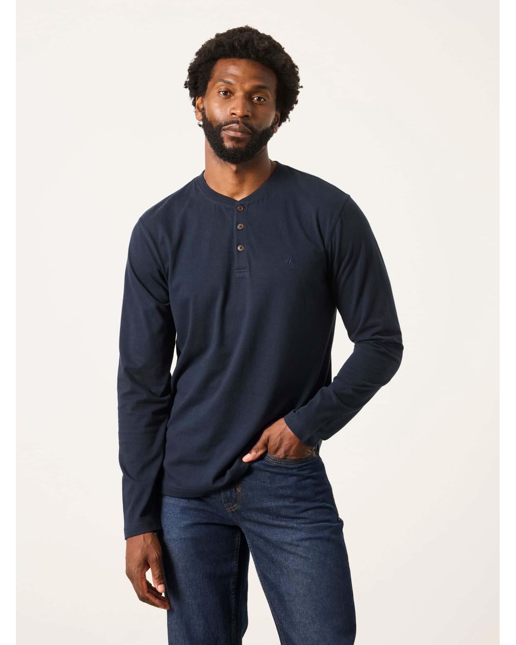 FatFace Blue Fatface 3 Pack Charcoal Long Sleeve Henley T-Shirt for men