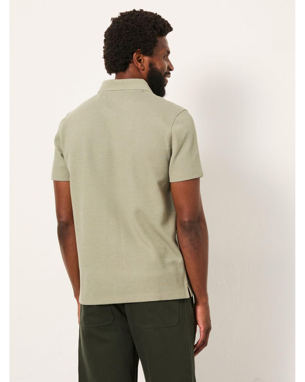 FatFace Natural Ayr Short Sleeve Ribbed Polo for men