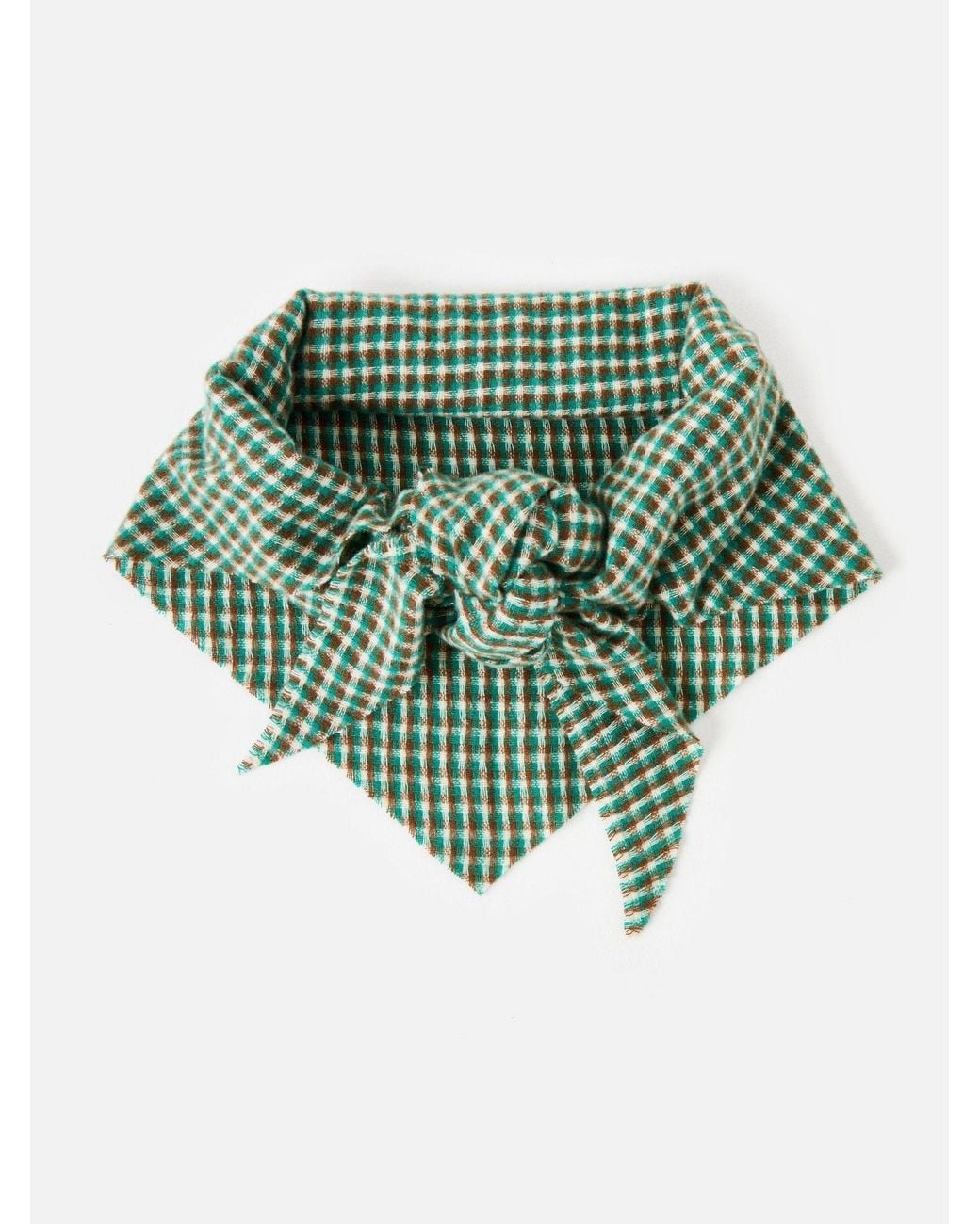 Oliver Bonas Green Checked Midweight Triangle Scarf