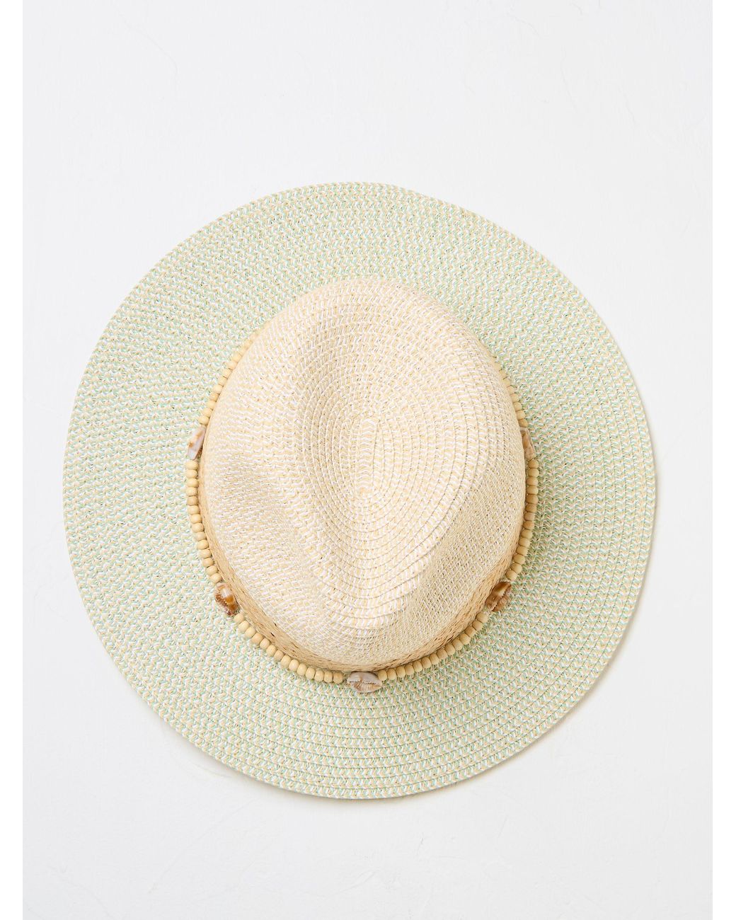 FatFace Natural Colour Block Straw Fedora Hat