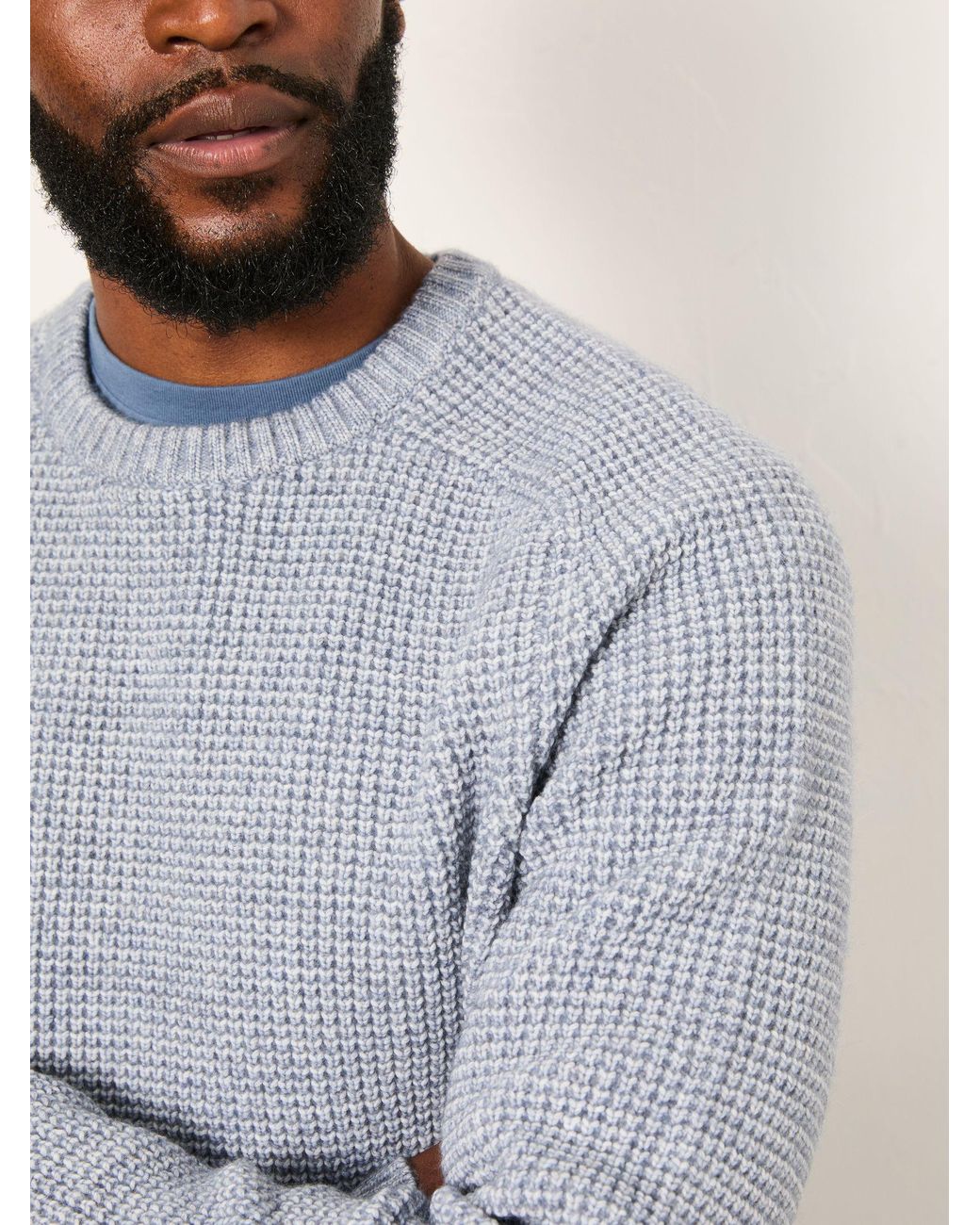 FatFace Blue Bourton Knitted Crew Neck Jumper for men